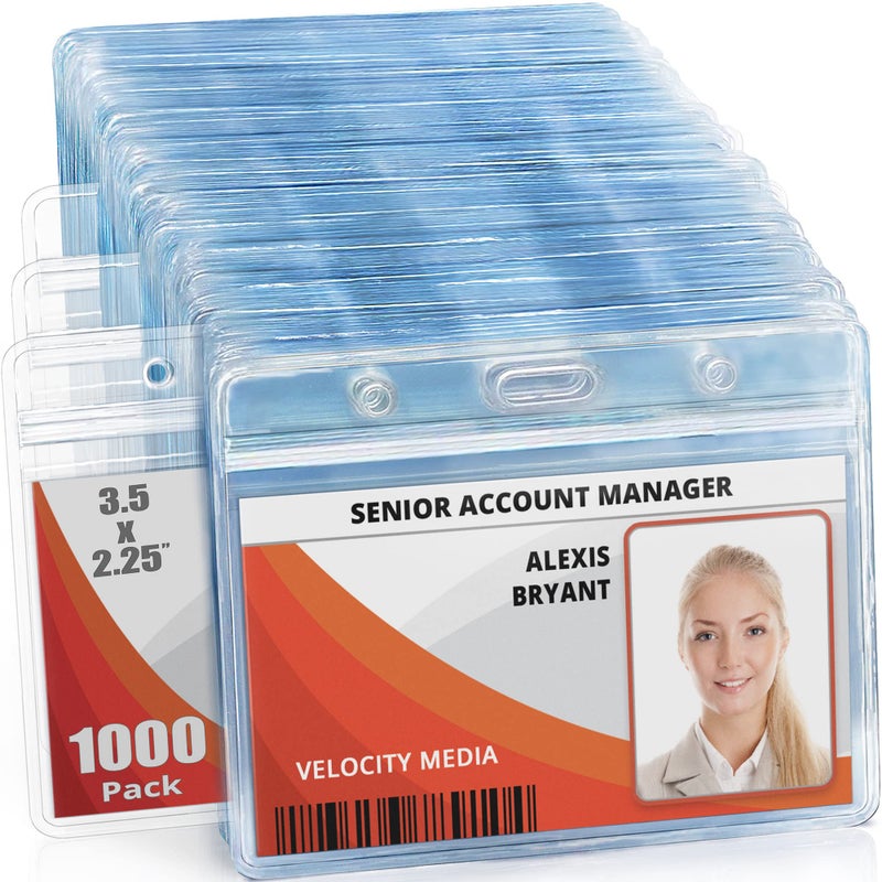 Mifflin-USA Horizontal ID Name Badge Holder (Clear, 3.5x2.25 Inches, 1000 Pack), Waterproof and Resealable Plastic Card Holders - Image 1
